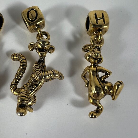 Winnie The Pooh Gold-Tone Charms Set Of 4 Featuring Pooh Piglet Tigger & Rabbit - Picture 4 of 4